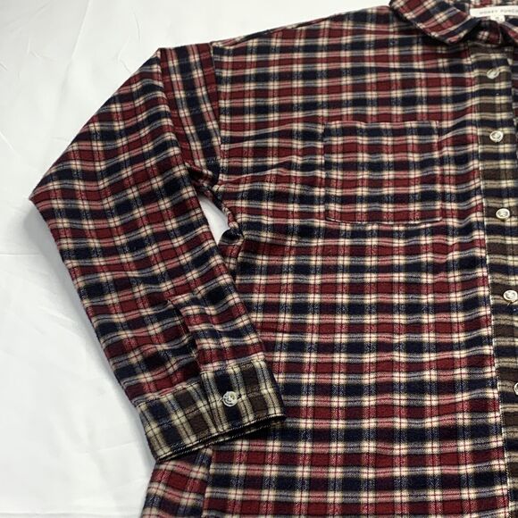 Honey Punch Shirt Womens Medium Red Black Plaid Button Up Long Sleeve Flannel - Picture 2 of 12